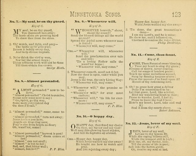 Minnetonka Songs: for Sabbath Schools, compiled especially for the Minnetonka Sabbath-School Assembly page 123