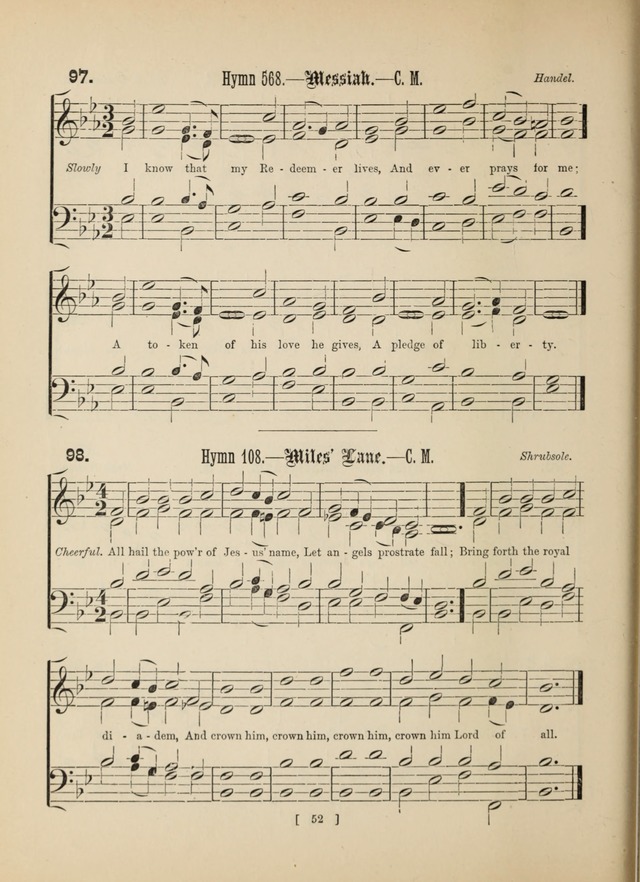 Methodist Tune Book: a collection of tunes adapted to the Methodist Hymn book page 52
