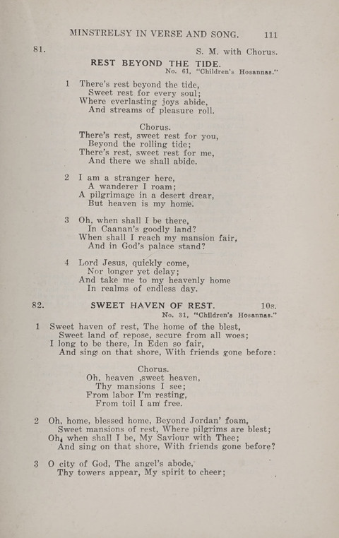Minstrelsy In Verse and Song: Being a collection of Original Psalms, Hymns and Poems for the Home, covering a period of more than fifty years in their production page 111