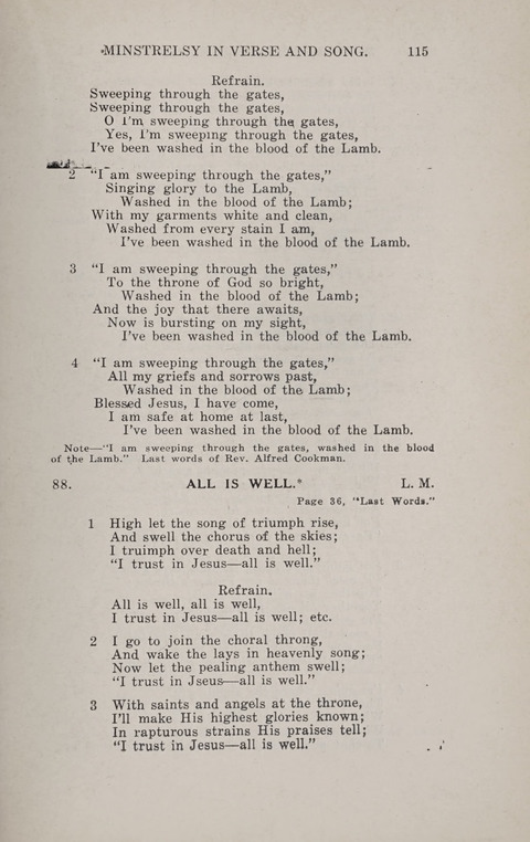 Minstrelsy In Verse and Song: Being a collection of Original Psalms, Hymns and Poems for the Home, covering a period of more than fifty years in their production page 115
