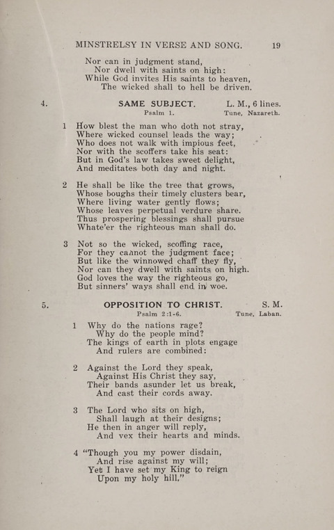 Minstrelsy In Verse and Song: Being a collection of Original Psalms, Hymns and Poems for the Home, covering a period of more than fifty years in their production page 19