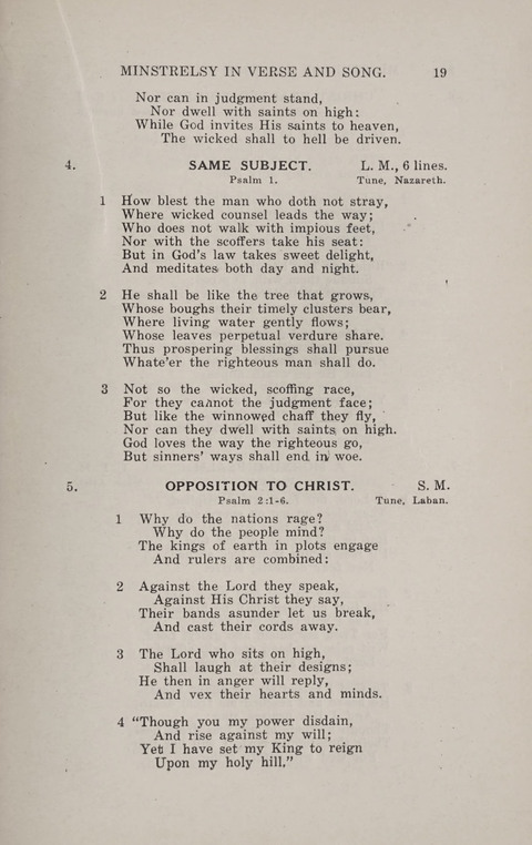 Minstrelsy In Verse and Song: Being a collection of Original Psalms, Hymns and Poems for the Home, covering a period of more than fifty years in their production page 19