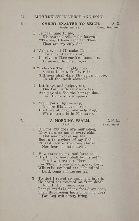 Minstrelsy In Verse and Song: Being a collection of Original Psalms, Hymns and Poems for the Home, covering a period of more than fifty years in their production page 20