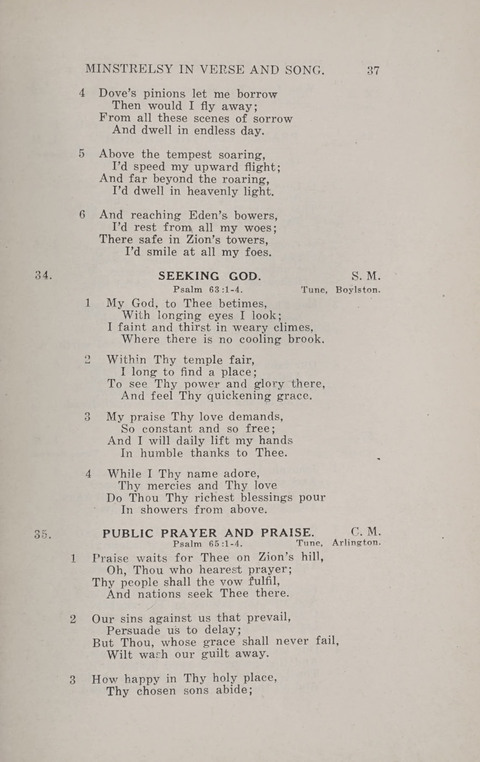 Minstrelsy In Verse and Song: Being a collection of Original Psalms, Hymns and Poems for the Home, covering a period of more than fifty years in their production page 37