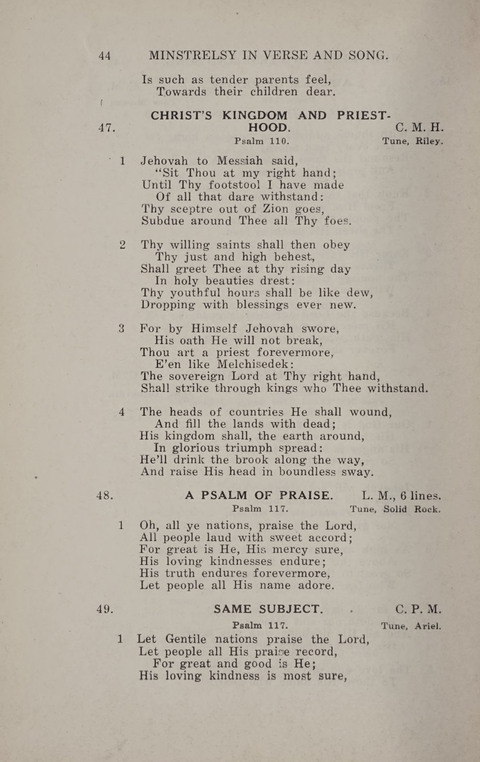 Minstrelsy In Verse and Song: Being a collection of Original Psalms, Hymns and Poems for the Home, covering a period of more than fifty years in their production page 44