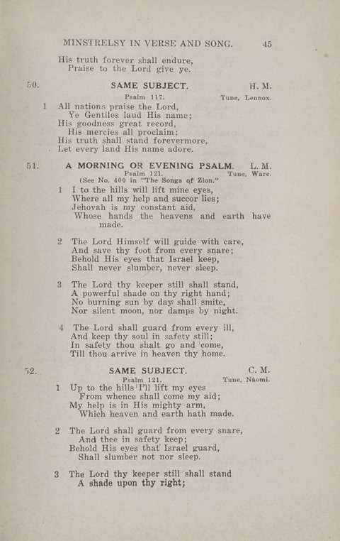 Minstrelsy In Verse and Song: Being a collection of Original Psalms, Hymns and Poems for the Home, covering a period of more than fifty years in their production page 45