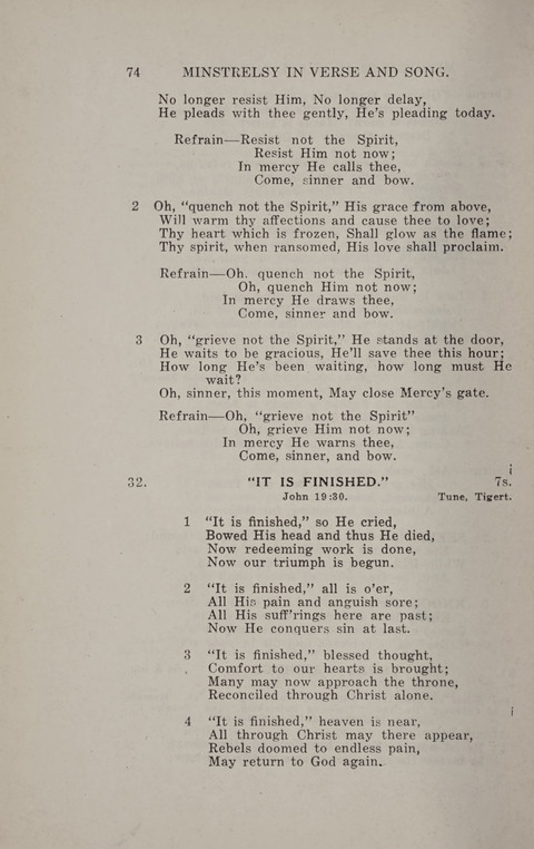 Minstrelsy In Verse and Song: Being a collection of Original Psalms, Hymns and Poems for the Home, covering a period of more than fifty years in their production page 74