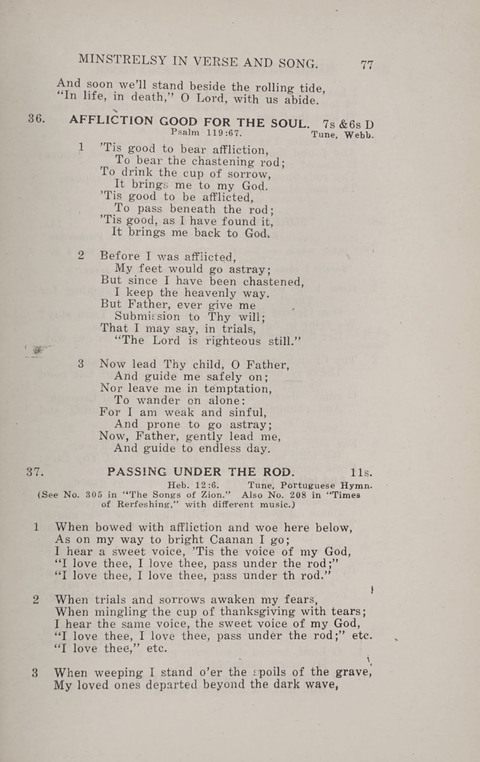 Minstrelsy In Verse and Song: Being a collection of Original Psalms, Hymns and Poems for the Home, covering a period of more than fifty years in their production page 77