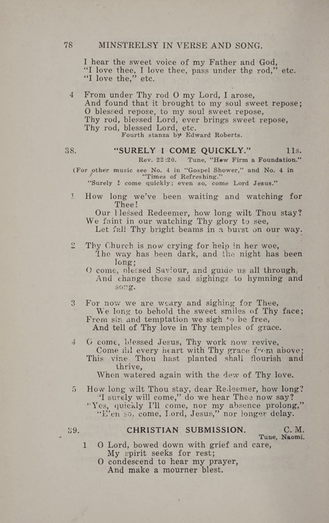 Minstrelsy In Verse and Song: Being a collection of Original Psalms, Hymns and Poems for the Home, covering a period of more than fifty years in their production page 78