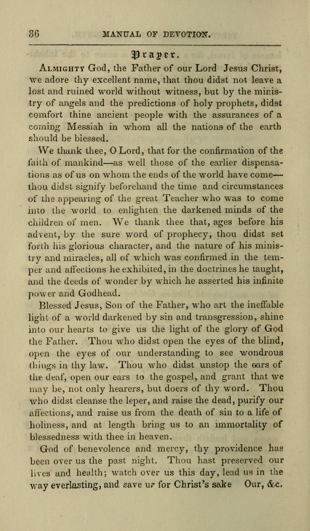 Manual of Devotion: or religious exercises for the morning and evening of each day of the month, for the use of schools and private families page 36