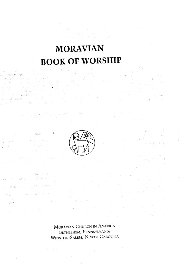 Moravian Book of Worship page i