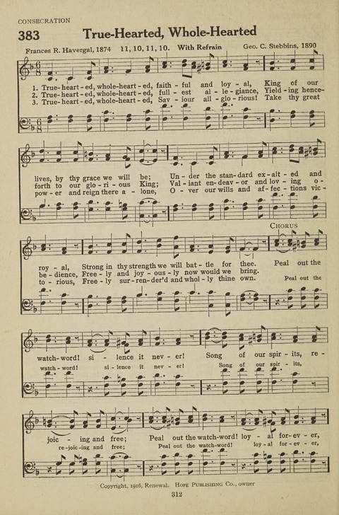 New Baptist Hymnal: containing standard and Gospel hymns and responsive readings page 312