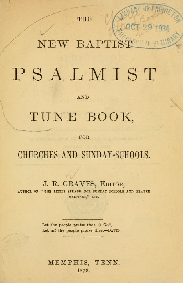 The New Baptist Psalmist and Tune Book: for churches and Sunday-schools page vii