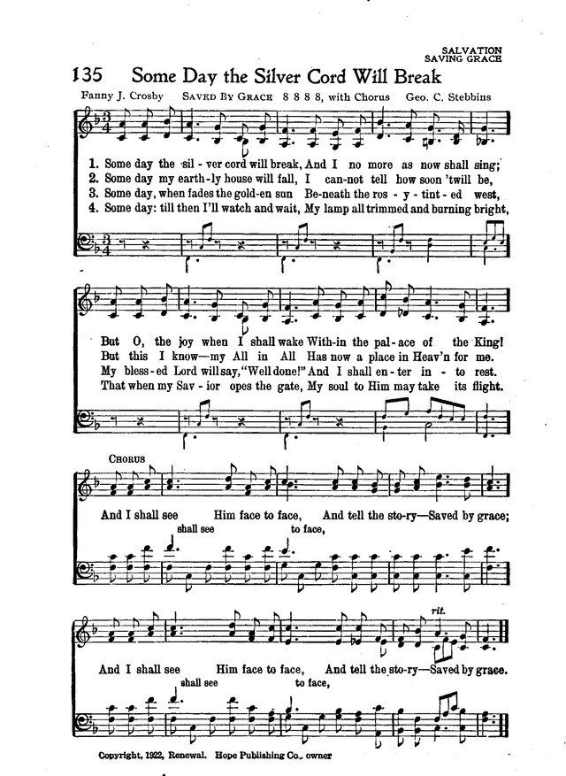 The New Christian Hymnal 135. Some day the silver cord will break |  Hymnary.org