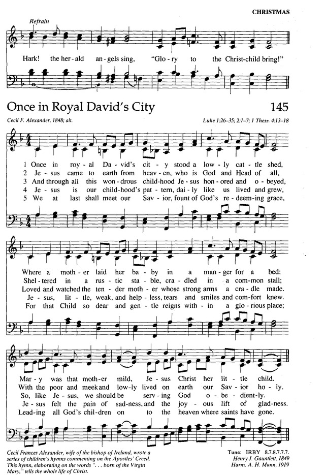 The New Century Hymnal 145 Once In Royal David S City Hymnary Org