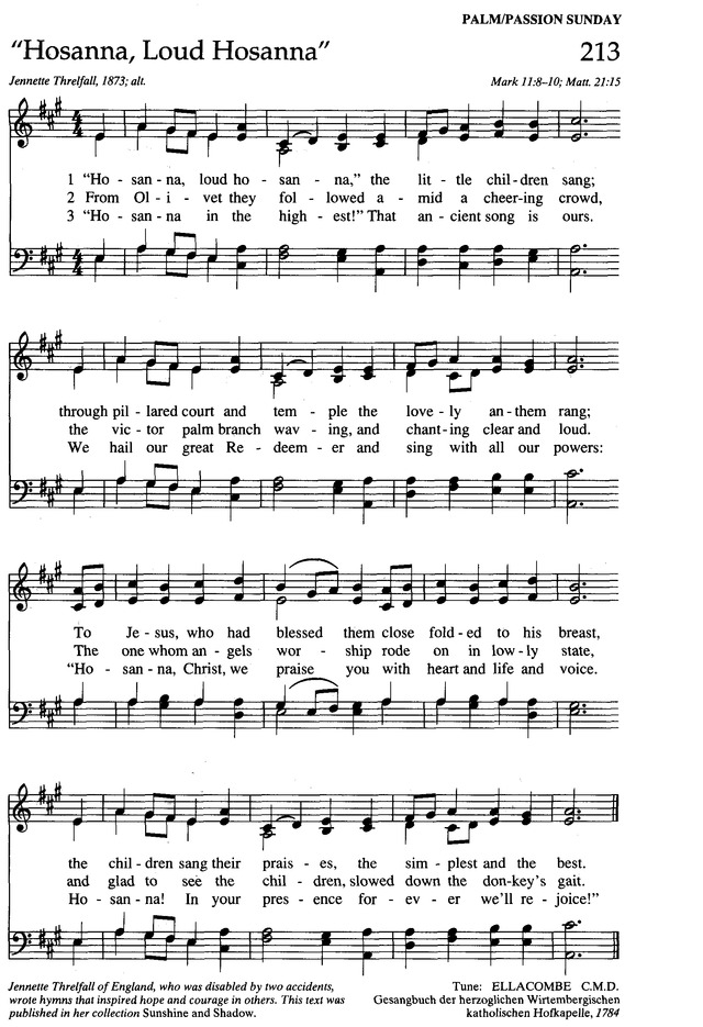 The New Century Hymnal 213 Hosanna Loud Hosanna Hymnary Org