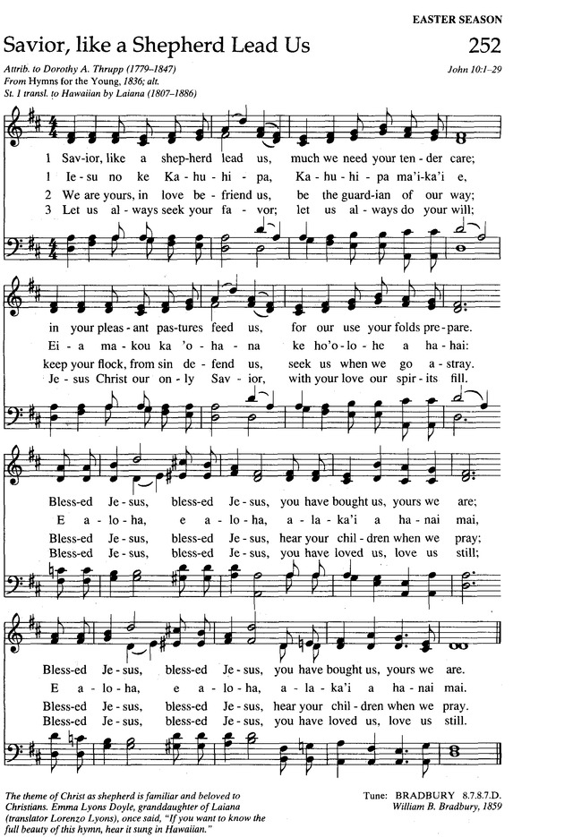 The New Century Hymnal 252 Savior Like A Shepherd Lead Us Iesu No Ke Kahuhipa Hymnary Org