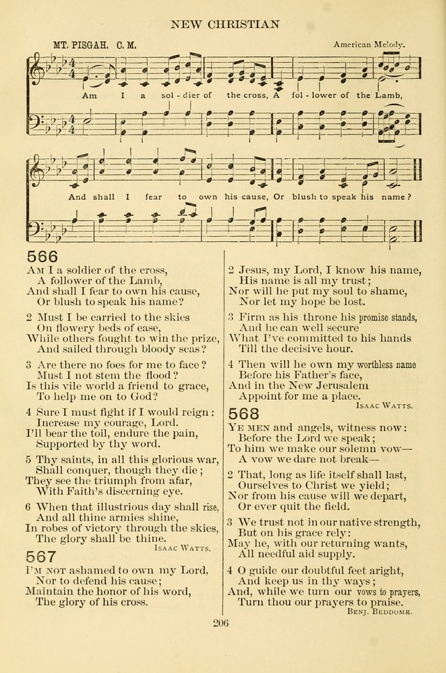 New Christian Hymn and Tune Book page 206