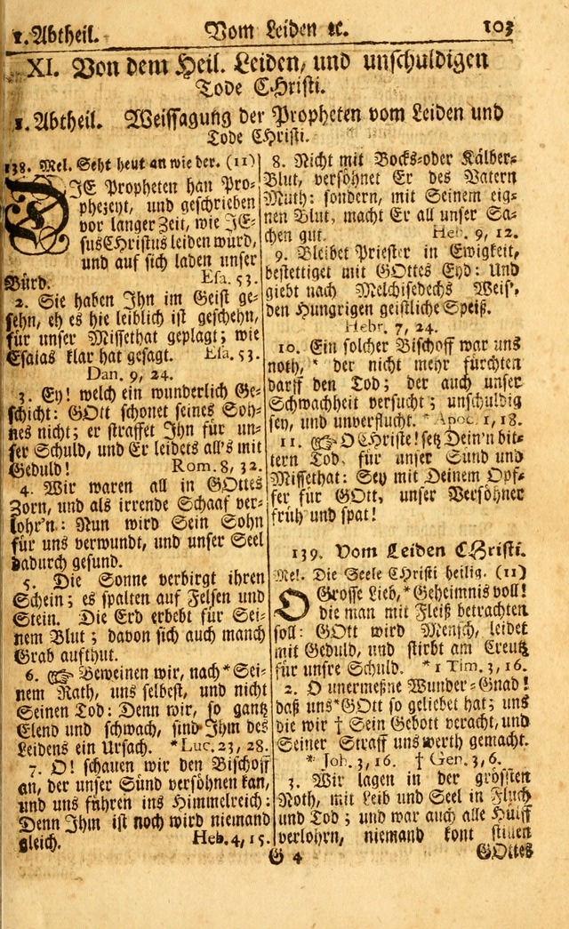 Neu-Eingerichtetes Gesang-Buch in Sich Haltend eine Sammlung (mehrentheils alter) Schöner lehr-reicher underbailicher Lieder... page 103