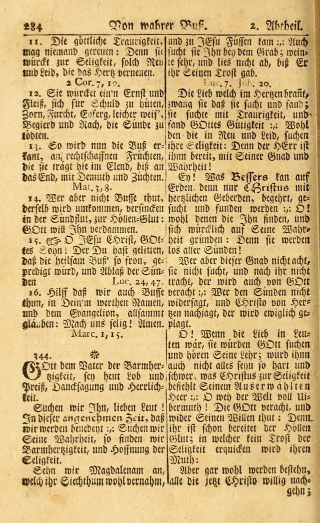 Neu-Eingerichtetes Gesang-Buch in Sich Haltend eine Sammlung (mehrentheils alter) Schöner lehr-reicher underbailicher Lieder... page 284