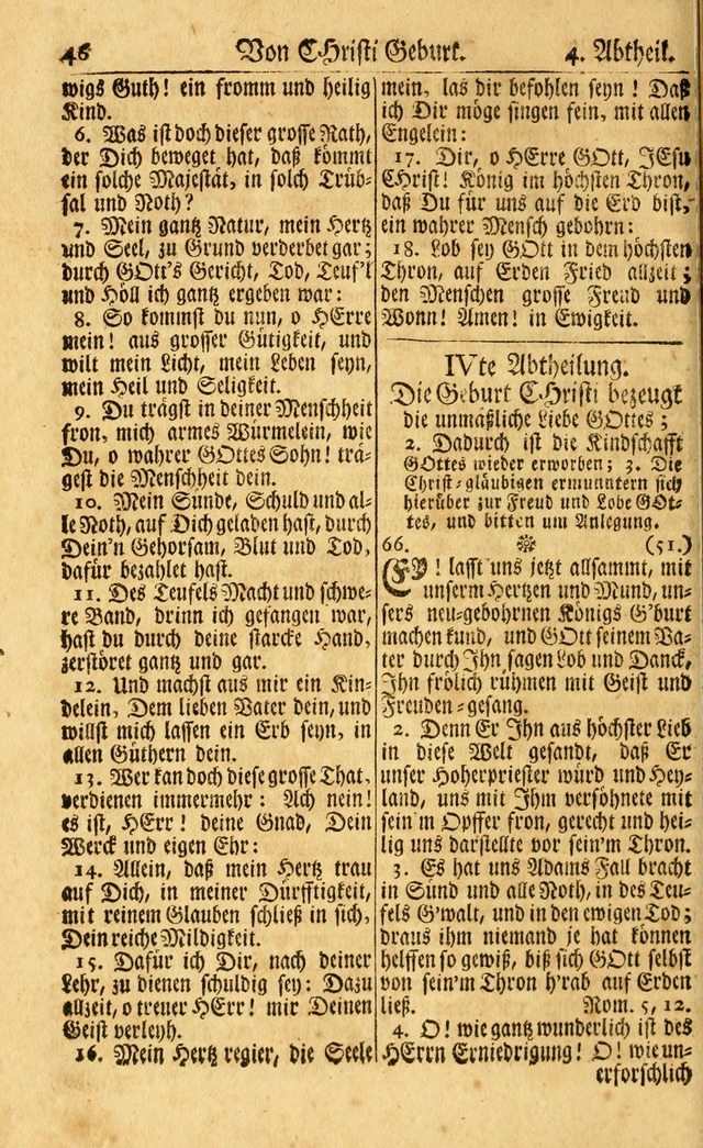 Neu-Eingerichtetes Gesang-Buch in Sich Haltend eine Sammlung (mehrentheils alter) Schöner lehr-reicher underbailicher Lieder... page 46