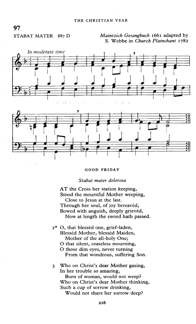 The New English Hymnal 97. At the Cross her station keeping | Hymnary.org