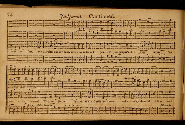 New England harmony: containing, a variety of Psalm tunes, in three and four parts, adapted to all metres ; also, a number of set pieces, of several verses each, together with a number of anthems page 79