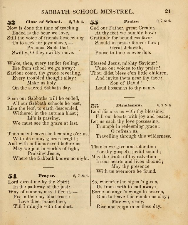 The New England Sabbath School Minstrel: a collection of music and hymns adapted to sabbath schools, families, and social meetings page 23