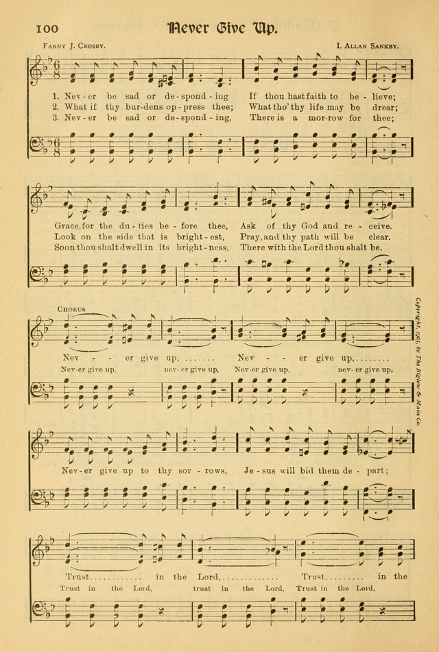 Northfield Hymnal: for use in evangelistic and church services, conventions, sunday schools, and all prayer and social meetings of the church and home page 100