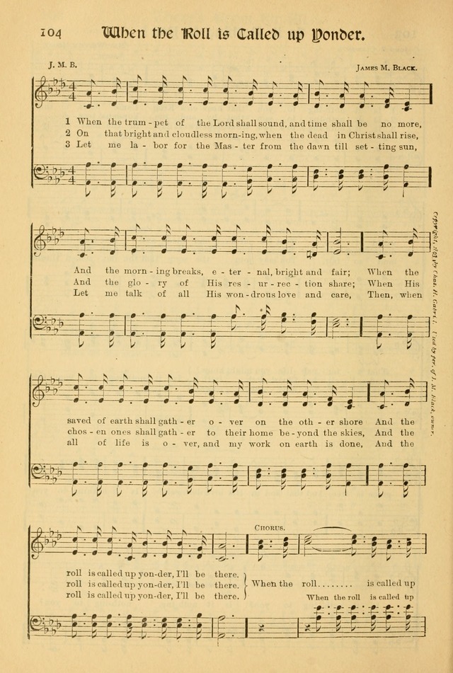 Northfield Hymnal: for use in evangelistic and church services, conventions, sunday schools, and all prayer and social meetings of the church and home page 104