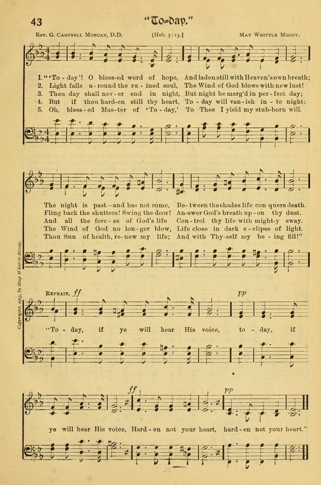 Northfield Hymnal: for use in evangelistic and church services, conventions, sunday schools, and all prayer and social meetings of the church and home page 43