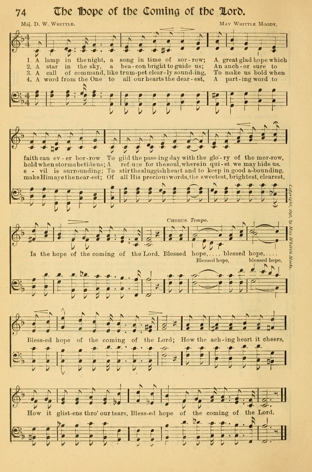 Northfield Hymnal: for use in evangelistic and church services, conventions, sunday schools, and all prayer and social meetings of the church and home page 74