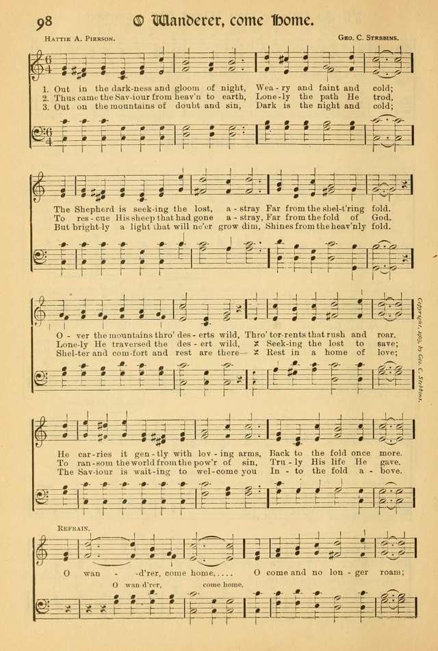 Northfield Hymnal: for use in evangelistic and church services, conventions, sunday schools, and all prayer and social meetings of the church and home page 98