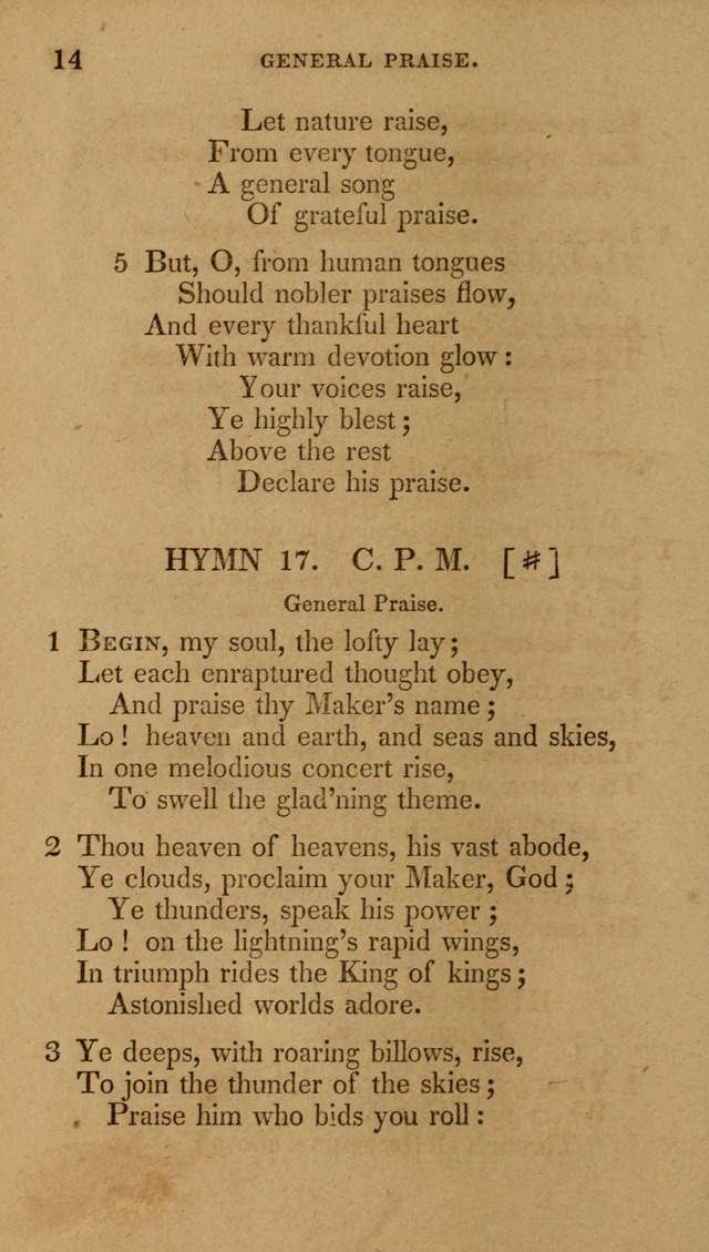 The New Hymn Book, Designed for Universalist Societies: compiled from approved authors, with variations and additions (9th ed.) page 14