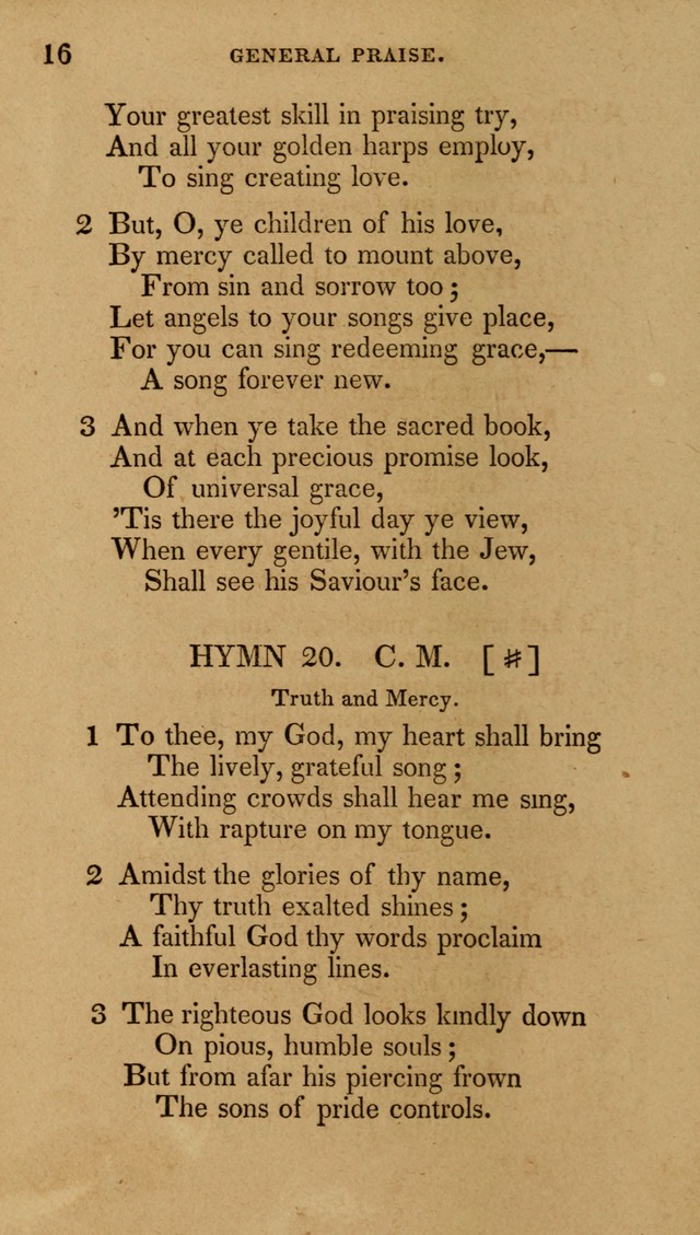 The New Hymn Book, Designed for Universalist Societies: compiled from approved authors, with variations and additions (9th ed.) page 16