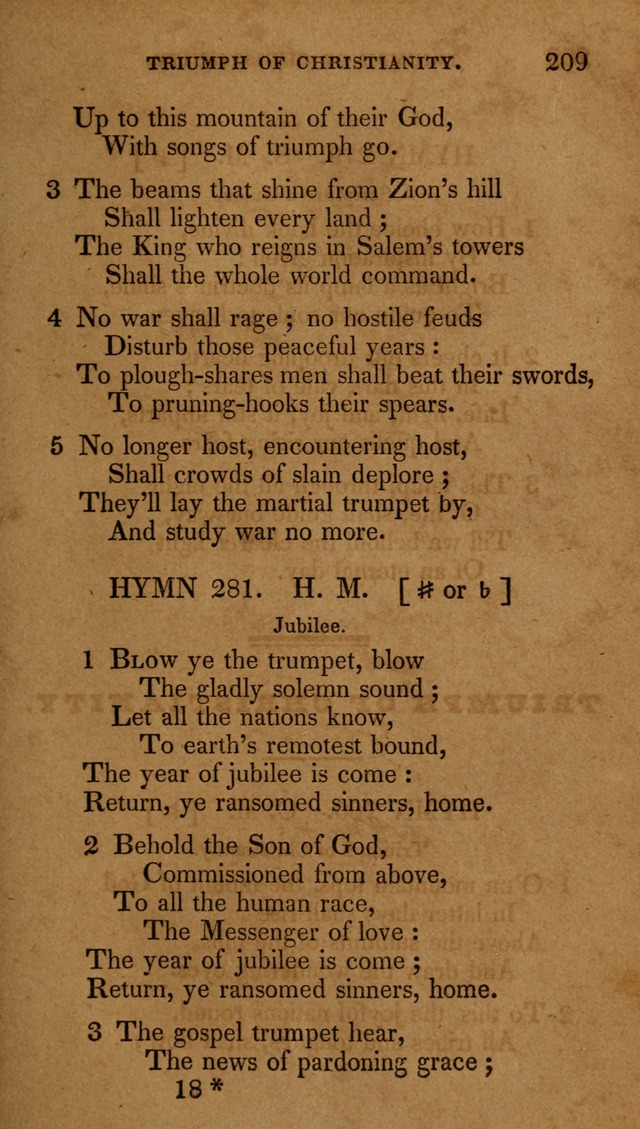 The New Hymn Book, Designed for Universalist Societies: compiled from approved authors, with variations and additions (9th ed.) page 209