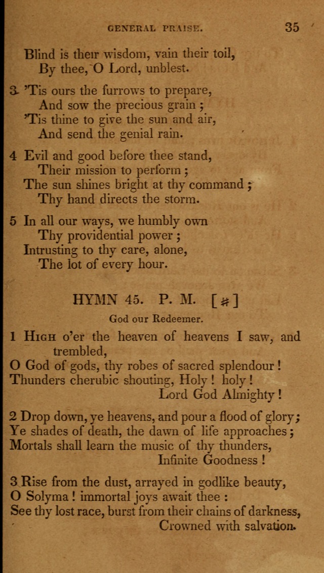 The New Hymn Book, Designed for Universalist Societies: compiled from approved authors, with variations and additions (9th ed.) page 35