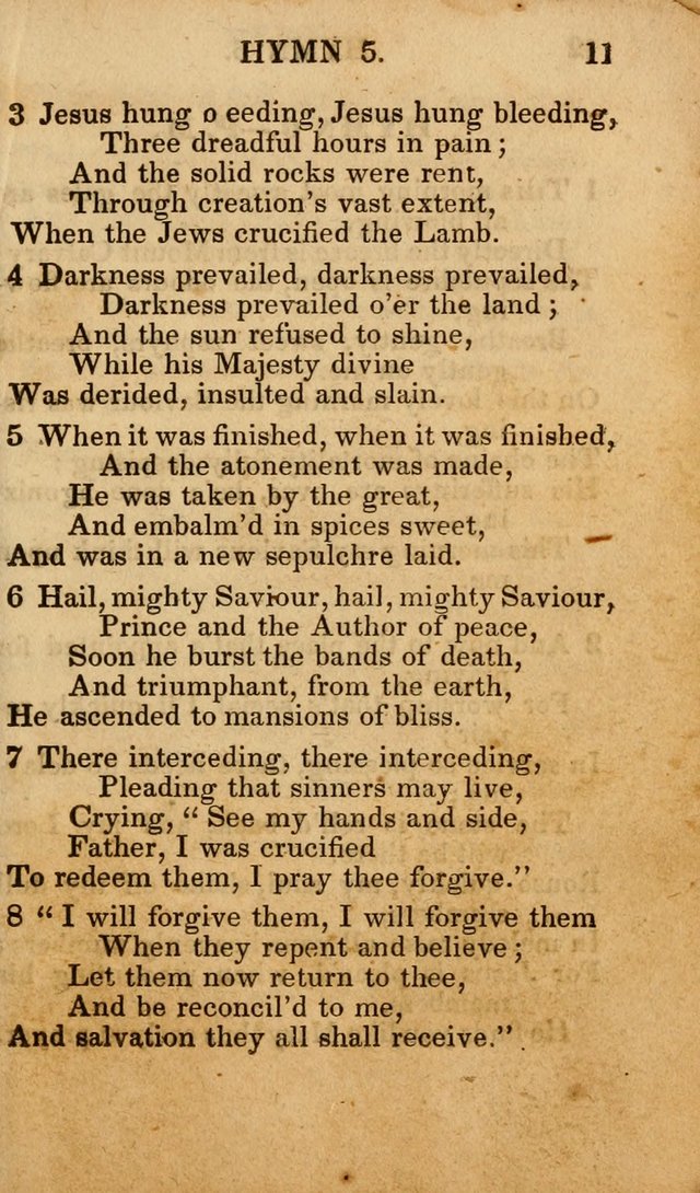 The New and Improved Camp Meeting Hymn Book; being a choice selection of hymns from the most approved authors designed to aid in the public and private devotion of Christians (4th ed. Stereotype) page 11