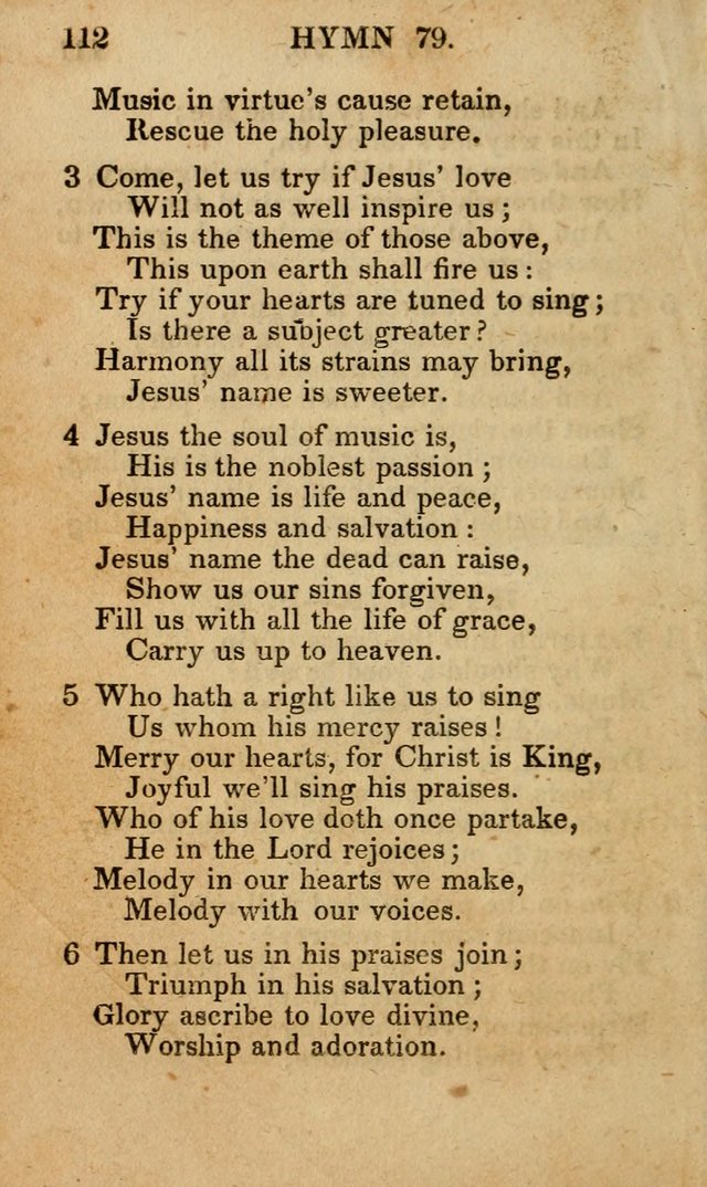 The New and Improved Camp Meeting Hymn Book; being a choice selection of hymns from the most approved authors designed to aid in the public and private devotion of Christians (4th ed. Stereotype) page 114