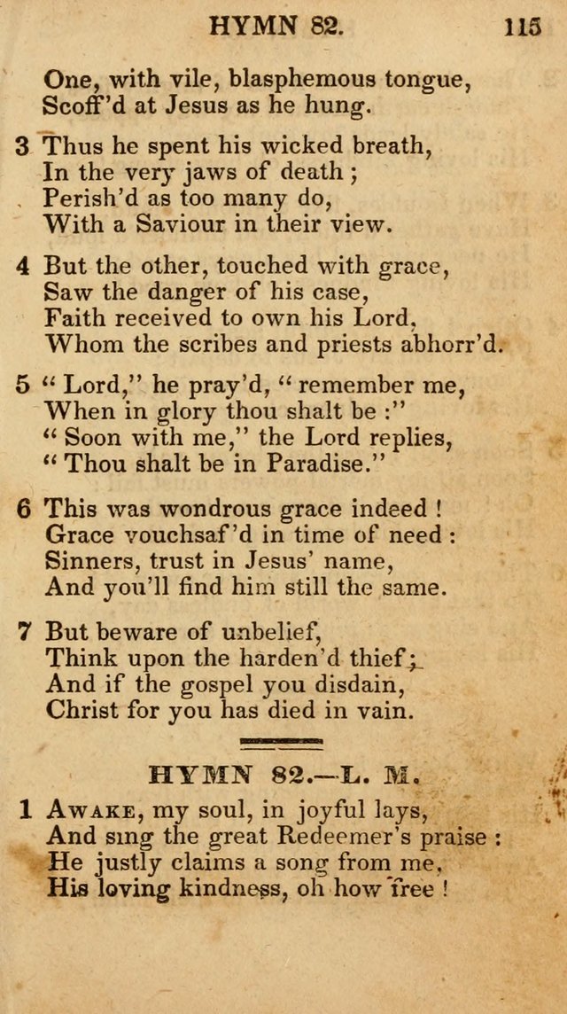 The New and Improved Camp Meeting Hymn Book; being a choice selection of hymns from the most approved authors designed to aid in the public and private devotion of Christians (4th ed. Stereotype) page 117