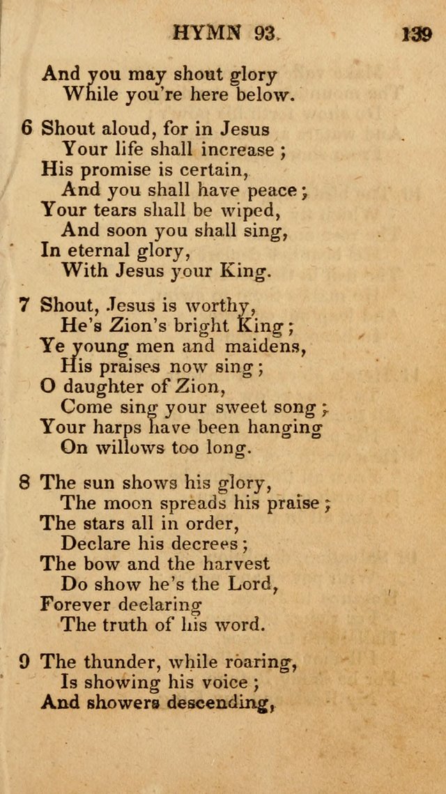 The New and Improved Camp Meeting Hymn Book; being a choice selection of hymns from the most approved authors designed to aid in the public and private devotion of Christians (4th ed. Stereotype) page 141