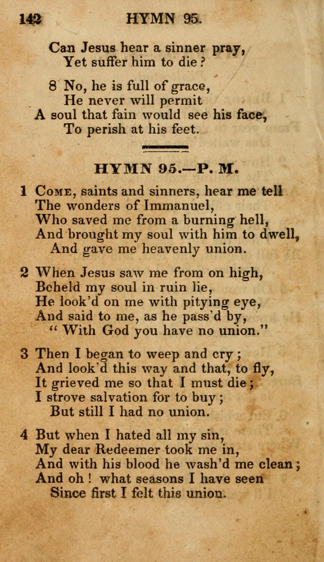 The New and Improved Camp Meeting Hymn Book; being a choice selection of hymns from the most approved authors designed to aid in the public and private devotion of Christians (4th ed. Stereotype) page 144