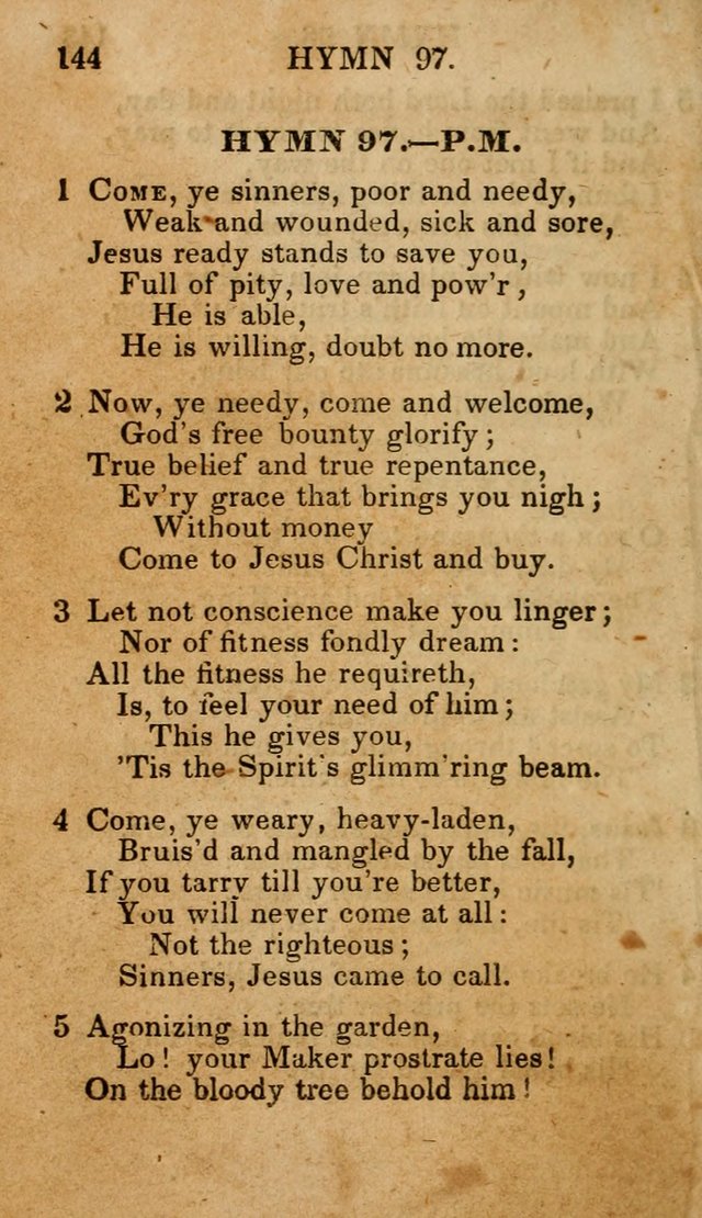 The New and Improved Camp Meeting Hymn Book; being a choice selection of hymns from the most approved authors designed to aid in the public and private devotion of Christians (4th ed. Stereotype) page 146
