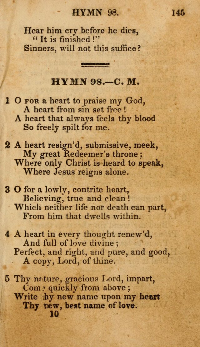 The New and Improved Camp Meeting Hymn Book; being a choice selection of hymns from the most approved authors designed to aid in the public and private devotion of Christians (4th ed. Stereotype) page 147
