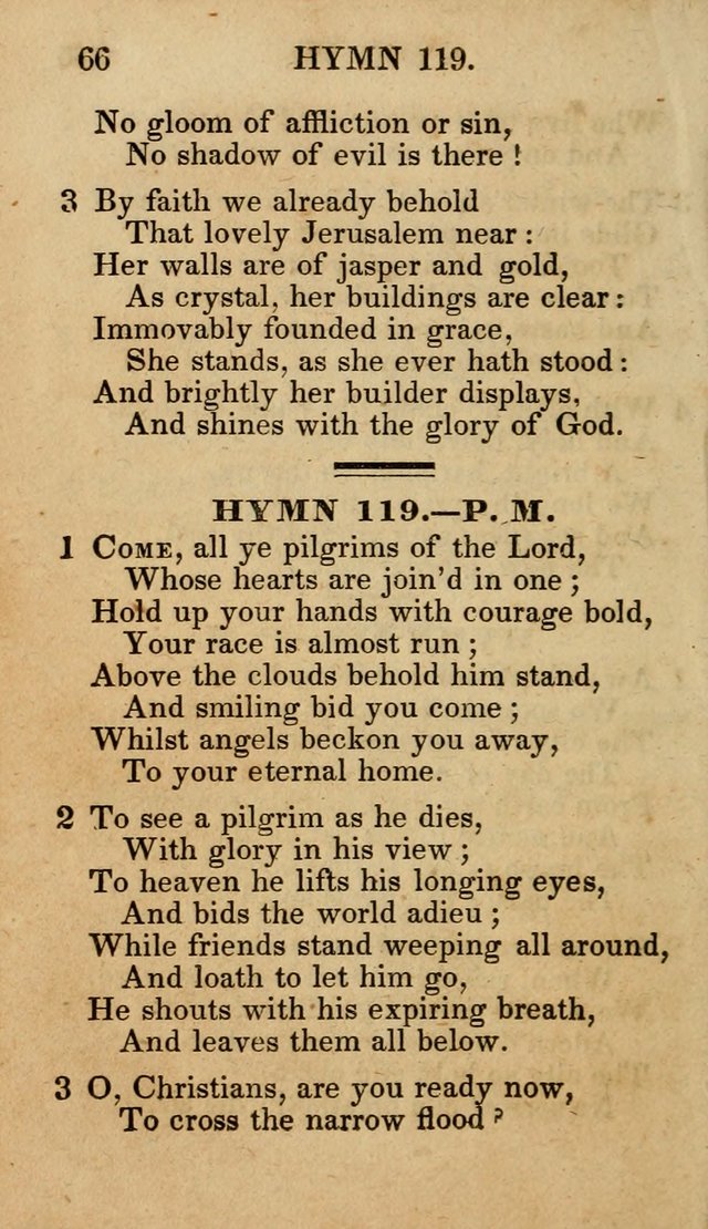 The New and Improved Camp Meeting Hymn Book; being a choice selection of hymns from the most approved authors designed to aid in the public and private devotion of Christians (4th ed. Stereotype) page 168
