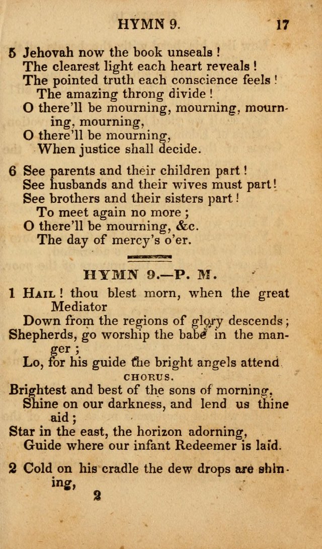 The New and Improved Camp Meeting Hymn Book; being a choice selection of hymns from the most approved authors designed to aid in the public and private devotion of Christians (4th ed. Stereotype) page 17