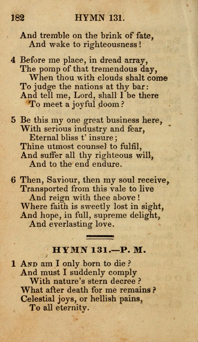 The New and Improved Camp Meeting Hymn Book; being a choice selection of hymns from the most approved authors designed to aid in the public and private devotion of Christians (4th ed. Stereotype) page 184