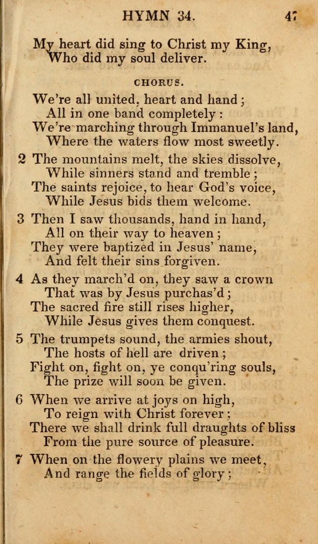 The New and Improved Camp Meeting Hymn Book; being a choice selection of hymns from the most approved authors designed to aid in the public and private devotion of Christians (4th ed. Stereotype) page 47