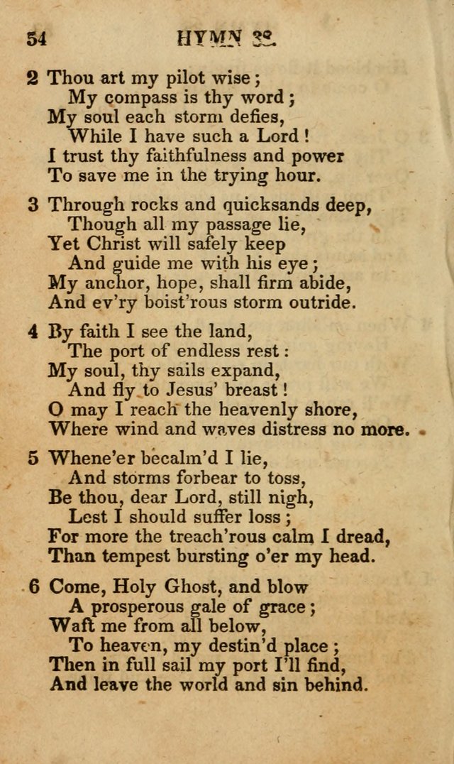The New and Improved Camp Meeting Hymn Book; being a choice selection of hymns from the most approved authors designed to aid in the public and private devotion of Christians (4th ed. Stereotype) page 54