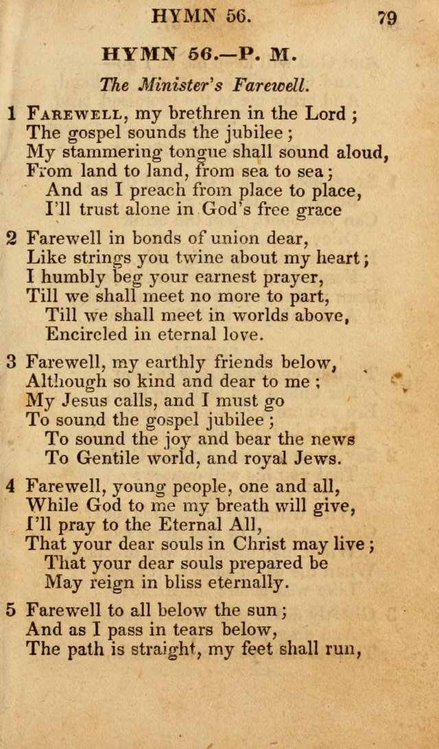The New and Improved Camp Meeting Hymn Book; being a choice selection of hymns from the most approved authors designed to aid in the public and private devotion of Christians (4th ed. Stereotype) page 79